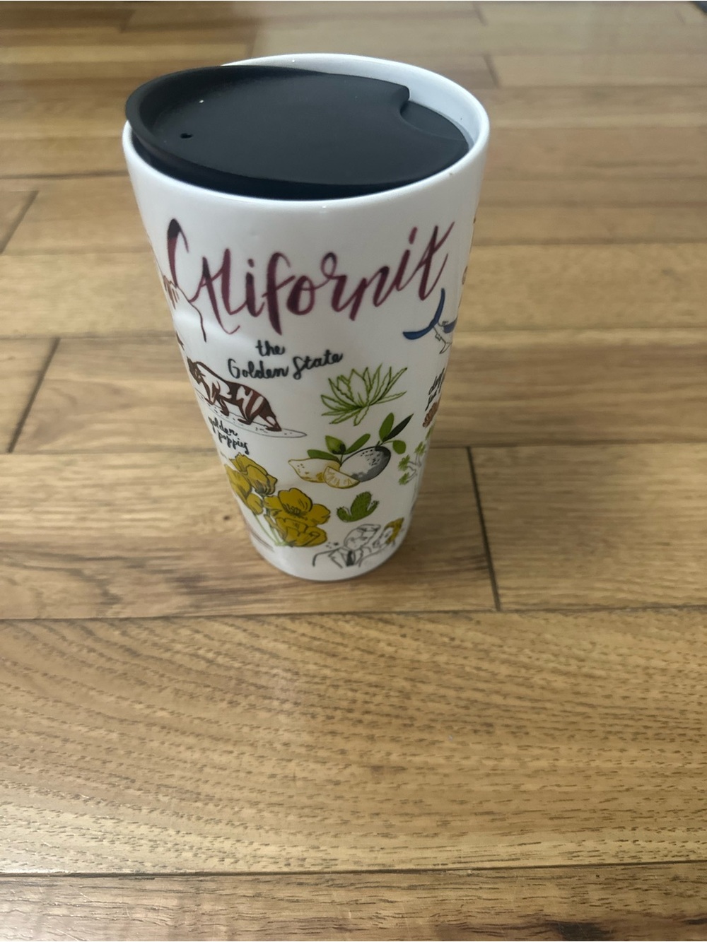 Starbucks White California Floral Travel Tumbler coffee mug cup new with tags